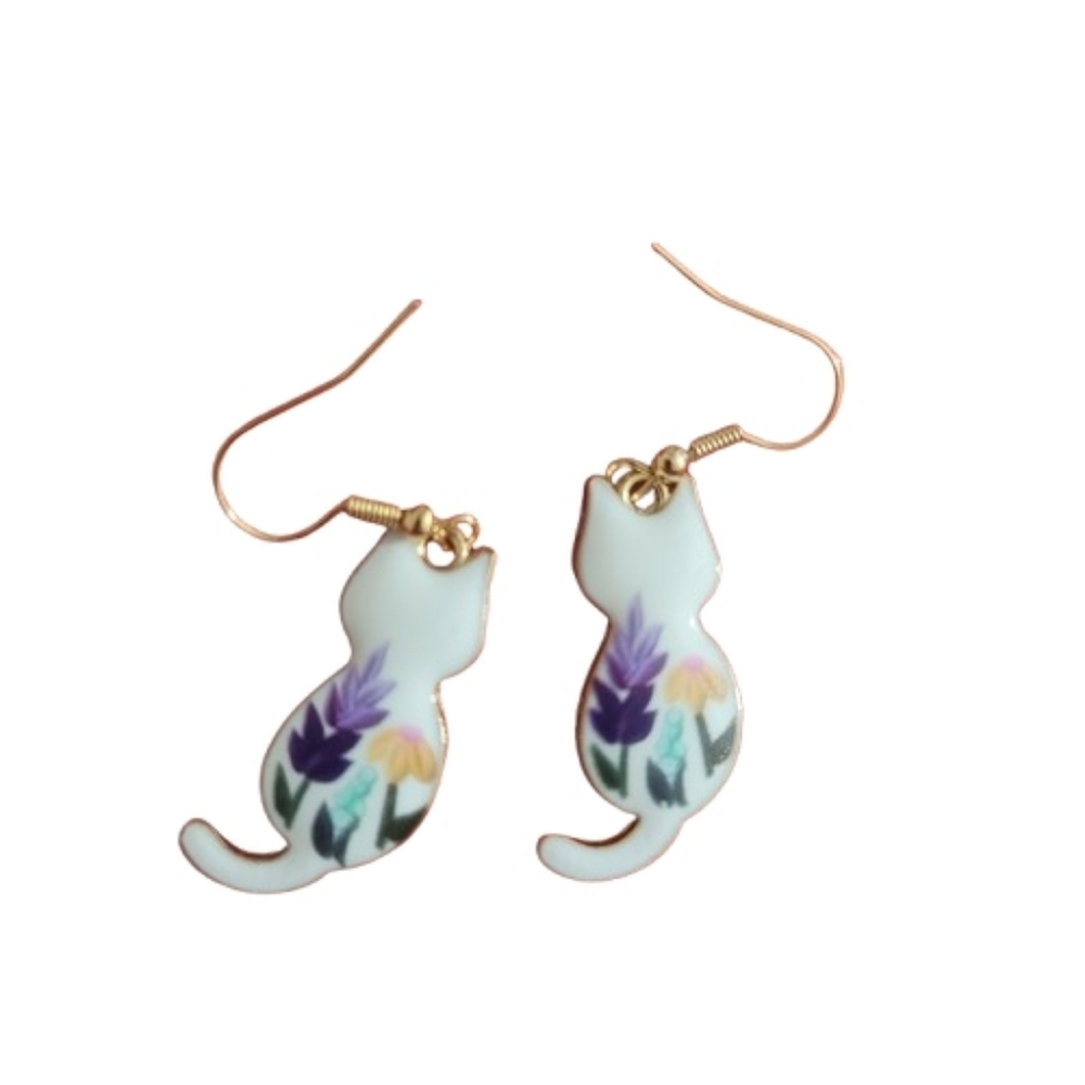 Floral Cat Earrings